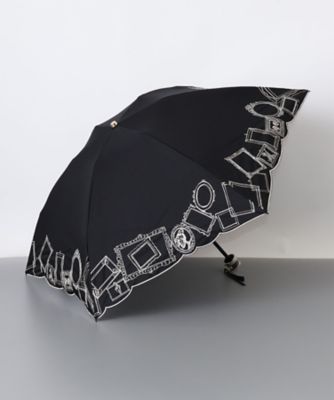 【新品、タグ付き！】ビューランス　刺繍入り黒折りたたみ傘　晴雨兼用 晴雨兼用折りたたみ傘 額縁柄刺繍 1BH 27761 | Beaurance
